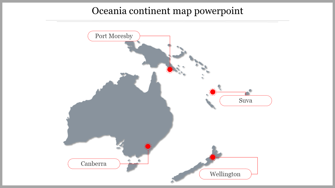 Oceania continent map powerpoint